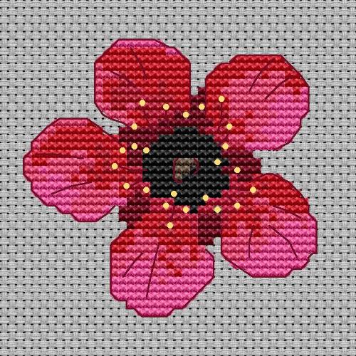 Tea Tree Blossom counted cross stitch PDF pattern
